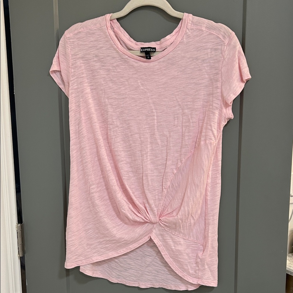 Express Light Pink Twist Front Tee